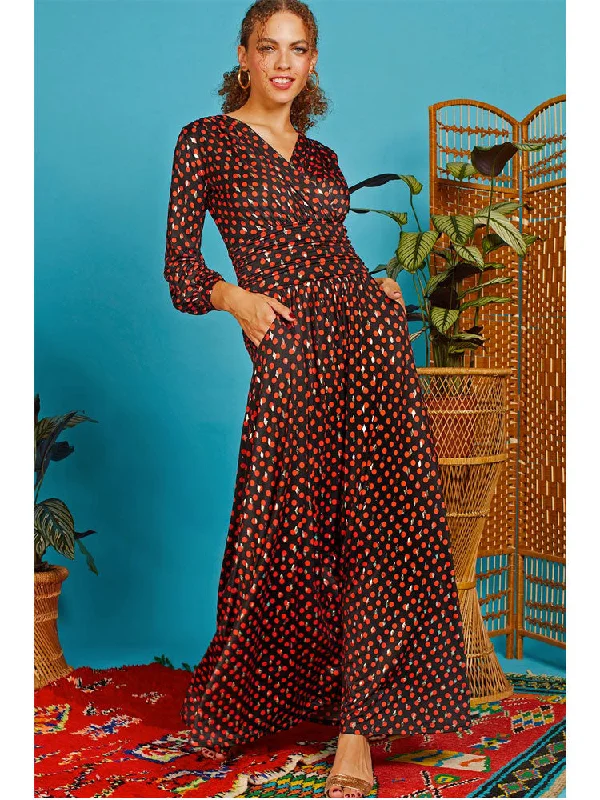 Women's Vintage-Inspired Outfit Limited Time Special Offer Onjenu Sharon Maxi Dress Evening Dot Orange