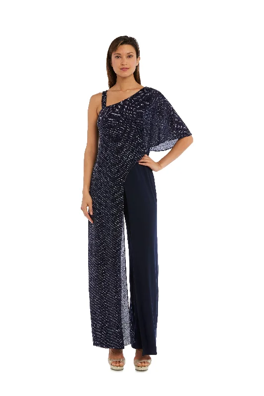 Women's Vintage-Inspired Outfit Discover Now R&M Richards 3096P Formal Asymmetric Petite Jumpsuit