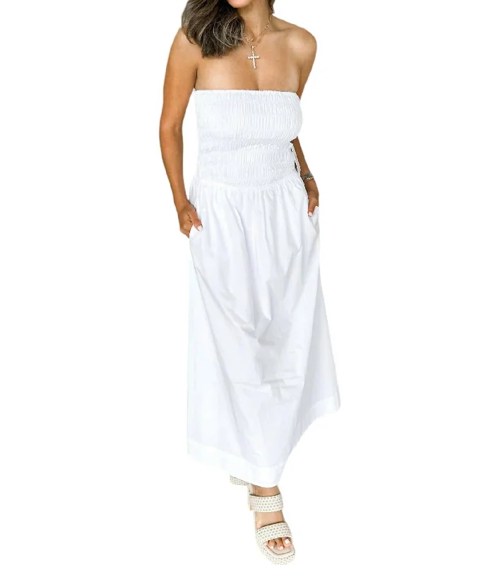 Women's Outerwear Apparel Flash Sale River Strapless Midi Dress In White