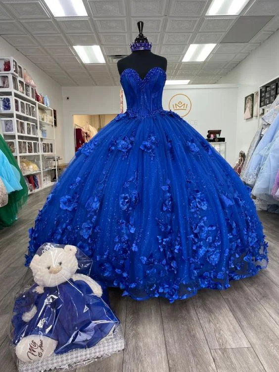 Chic Women's Outfit Crazy Price Slashing Royal Blue Quinceanera Dress Ball Gown With Appliques Sweet 16 Dress