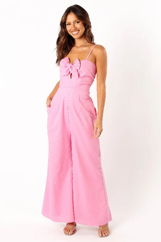 Charming Women's Outfit For Special Occasions Shop Our Looks Christina Linen Jumpsuit - Pink