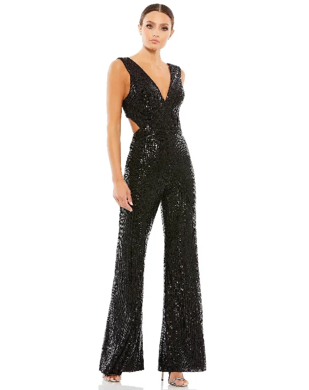 Women's Garments Odd Size Clearance Sale Mac Duggal 26691 Formal Sleeveless Sequin Jumpsuit