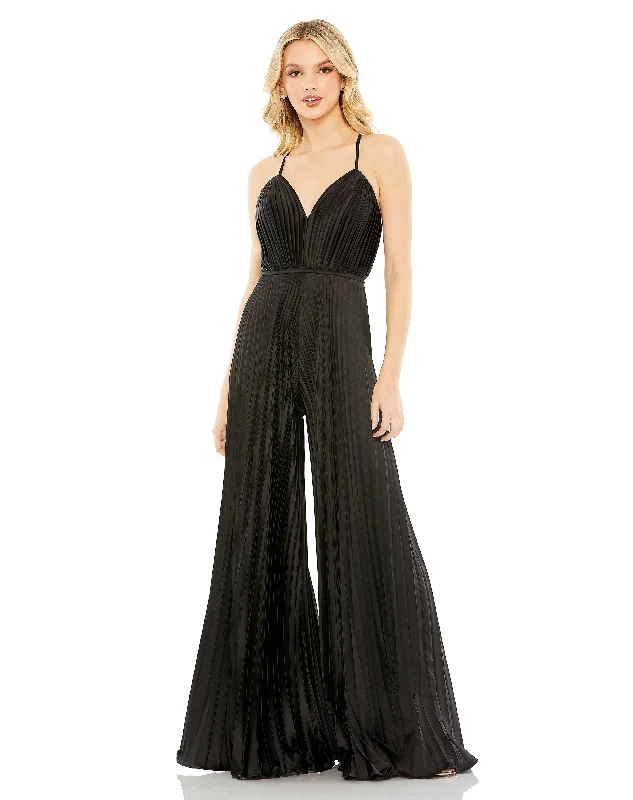 Women's Vacation Attire Absurdly Cheap Sale Mac Duggal 26319 Formal Pleated Wide Leg Jumpsuit