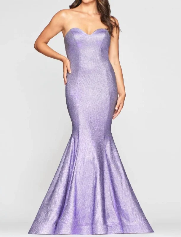 Women's Trendy Activewear Apparel Weekend Special Metallic Strapless Gown In Lavender