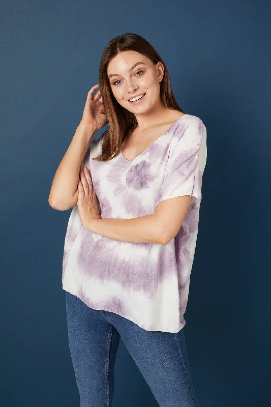 Women's Office Clothing Trendy Pulse Tie Dye V-Neck T-Shirt