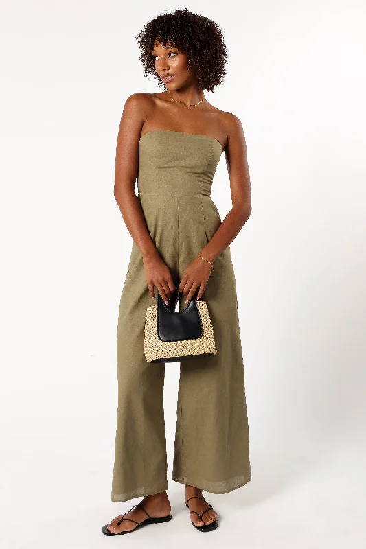 Women's Attire Massive Savings Jodie Strapless Jumpsuit - Olive