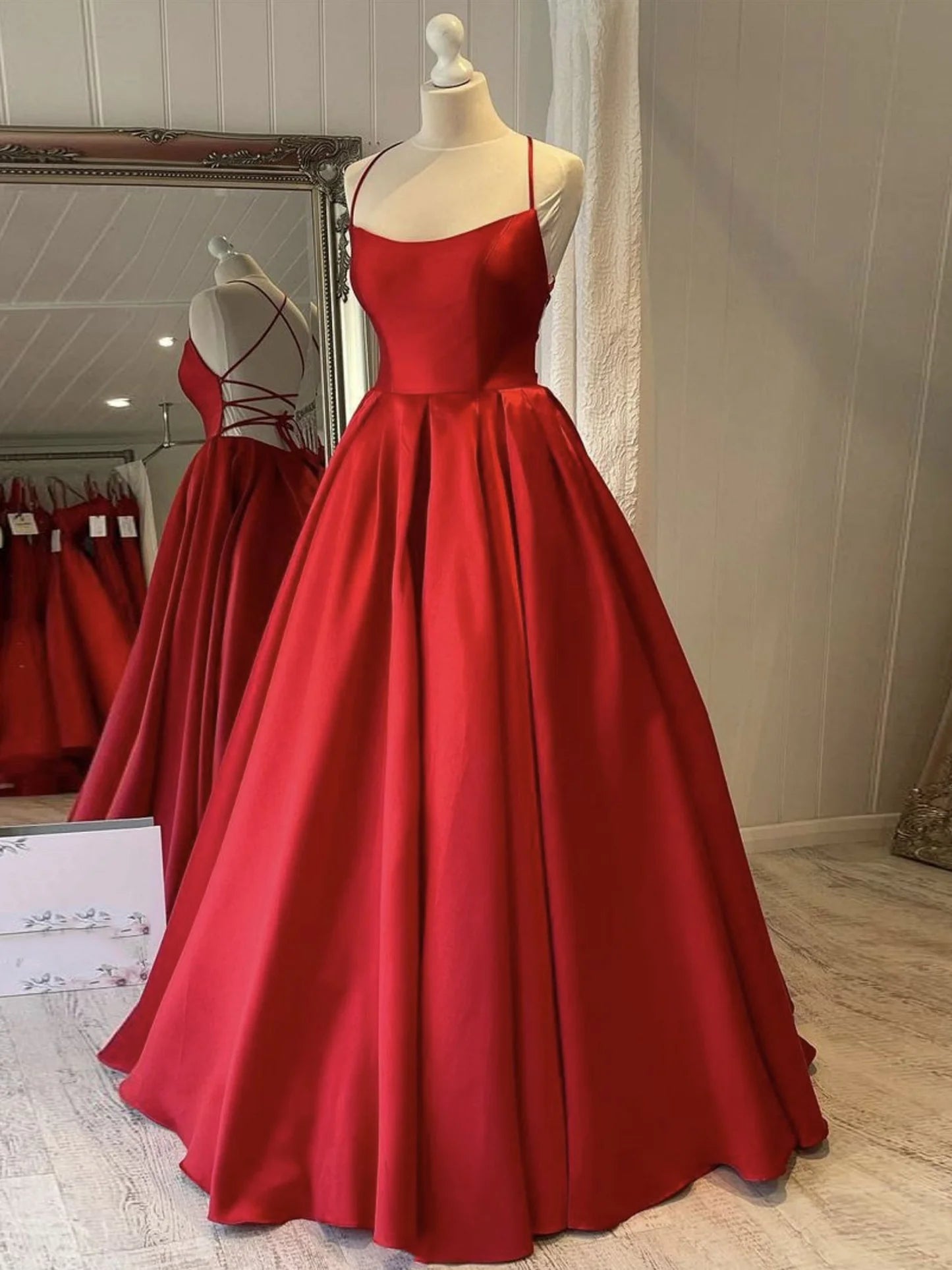 Chic Clothes For Women Stylish Savings Amzcw Simple red satin long prom dress red evening dress formal wear dresses