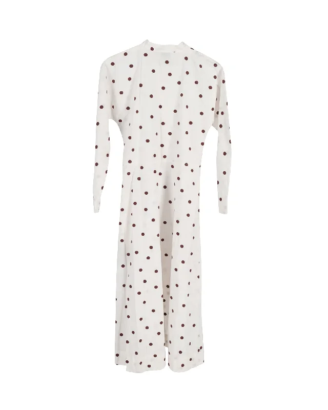 Vintage-Inspired Women's Apparel Massive Selection Sale Ganni Polka Dot-Print Poplin Midi Dress in White Cotton