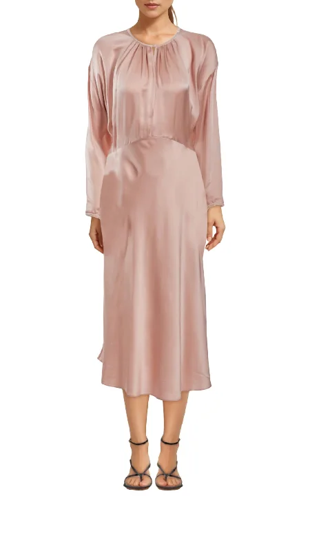 Affordable Women's Clothes Fashion Forward Silk Midi Dress In Rosado