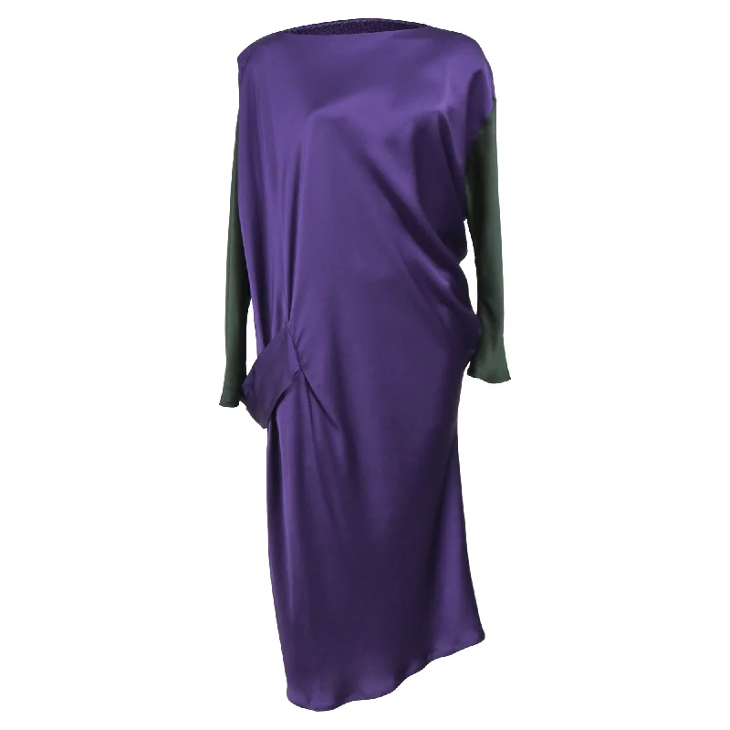 Casual Clothing For Women Embrace New Fashion Alberta Ferretti Long Sleeve Midi Dress in Purple Silk