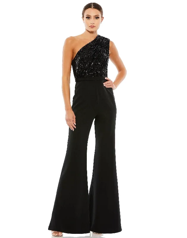 Modern Women's Outfit Fashion Forward Mac Duggal 26716 Formal One Shoulder Jumpsuit