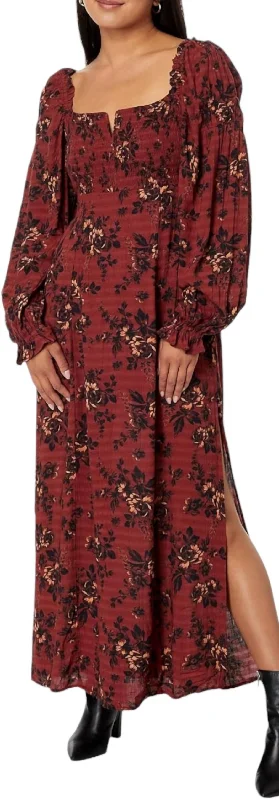 Timeless Women's Clothing Unleash Your Fashion Jaymes Midi Dress In Burgundy Combo