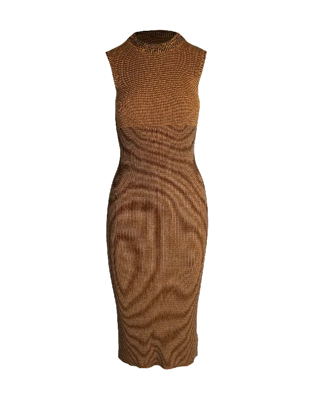 Women's Comfortable Apparel Seize Bargains Victoria Beckham Sleeveless Crewneck Midi Dress in Brown Cotton