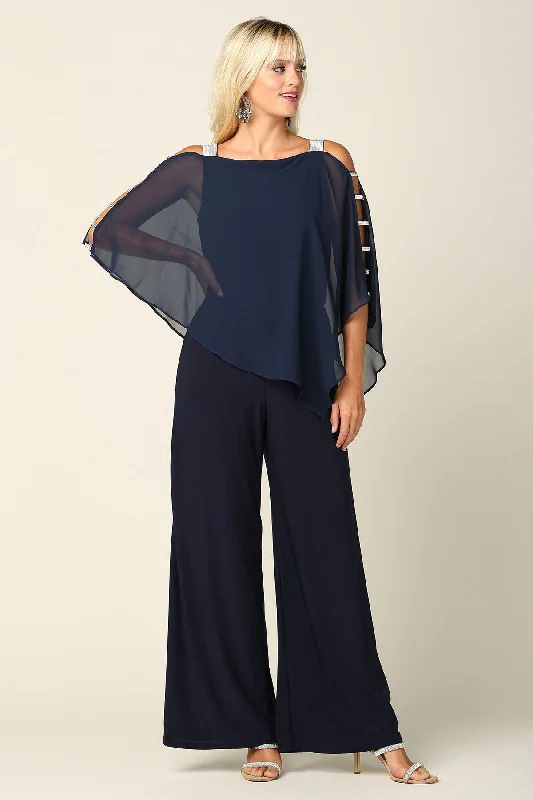 Casual Chic Clothing For Women Hurry Before It's Gone Formal Chiffon Cape Overlay Jumpsuit Sale