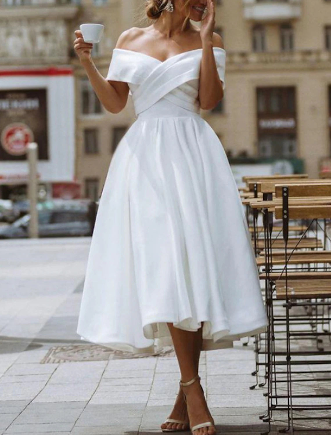 Women's Elegant Clothing Sets Dive Into Trendy Styles Reception Vintage 1940s / 1950s Simple Wedding Dresses Wedding Dresses A-Line Illusion Neck 3/4 Length Sleeve Tea Length Lace Bridal Gowns With Sashes / Ribbons Appliques