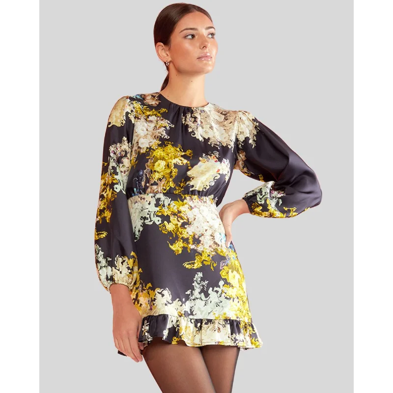 Women's Casual Outfit Fashion Forward PRINTED SILK TWILL MINI DRESS