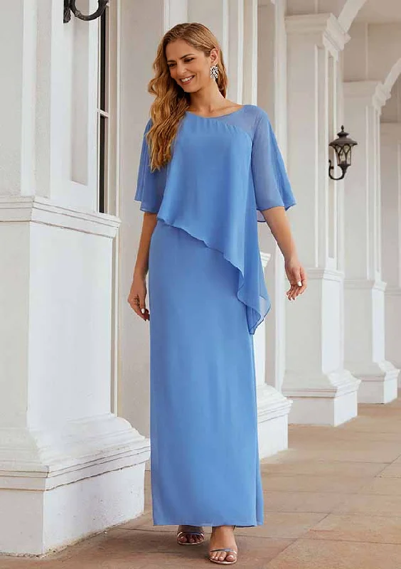 Comfortable Lounge Clothing Crazy Discounts, Hurry Up Sheath/Column Sleeveless Scoop Neck Ankle-Length Chiffon Mother of the Bride Dress