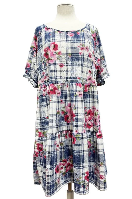 Vintage-Inspired Women's Clothes Trend Alert Checkered Floral Tier Ruffle Dress