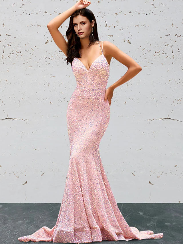 Women's Elegant Evening Outfit Innovate Your Wardrobe Prom Dresses Open Back Dress Prom  Sleeveless Sweetheart Sequined Backless with Sequin