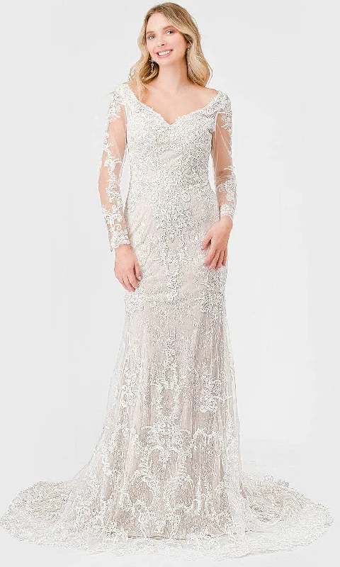 Modern Women's Attire High-End Women’S Wear Trevi Collection Bridal - MS0034 Illusion Sleeve Embroidered Bridal Gown