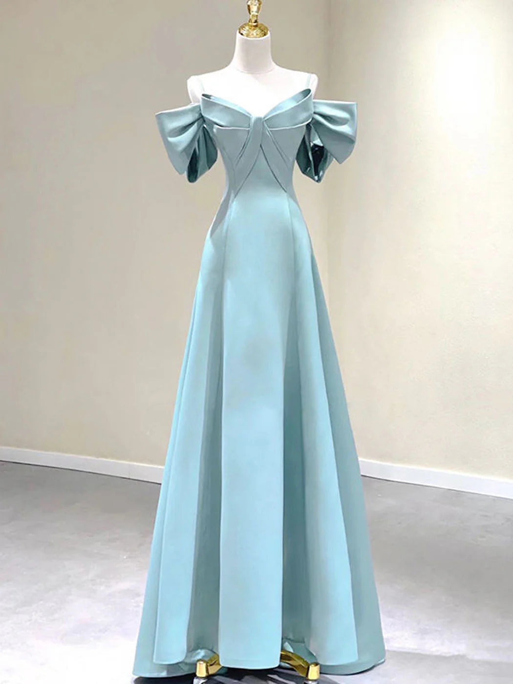 Charming Everyday Clothing For Women Seasonal Trend Amzcw Blue A-Line Satin Long Prom Dresses Blue Satin Long Formal Dresses prom dress in store ﻿