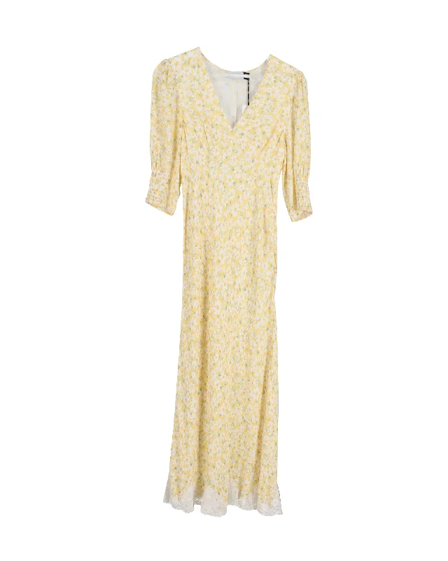 Stylish Women's Outerwear Apparel From Casual To Classy Rixo Zadie Lemon Daisy Chain Midi Dress in Yellow Viscose