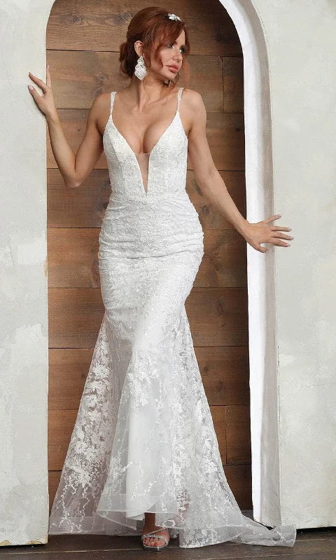 Women's Formal Event Outfit Fashion-Forward May Queen RQ8048 - Illusion Scoop Back Wedding Gown