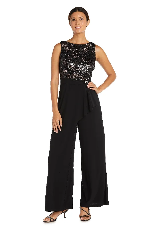 Women's Vacation Outfit Discount Extravaganza R&M Richards 9054 Sleeveless Formal Lace Jumpsuit