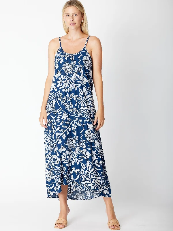 Women's Garments Limited Edition Maxi Dress - 30585 Navy White