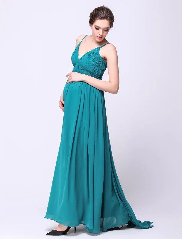 Women's Trendy Casual Outfit Runway Inspired Wear A-Line Open Back Formal Evening Dress Spaghetti Strap Sleeveless Sweep / Brush Train Chiffon with Draping