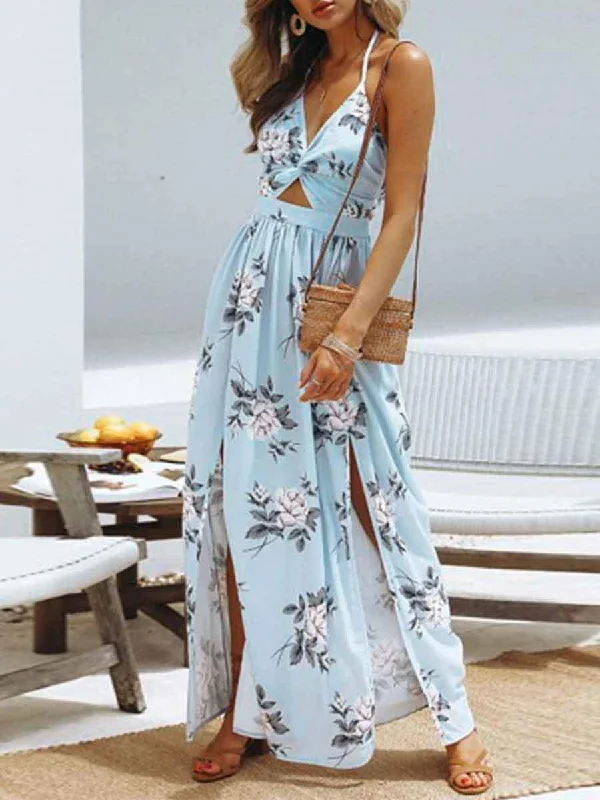 Women's Stylish Casual Garments Ride The Style Wave Sexy Floral Print Dress - Muliticolor