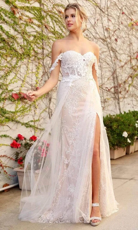 Women's Chic Apparel Gift Ideas Nox Anabel E441 - Sweetheart Floral Lace Bridal Gown