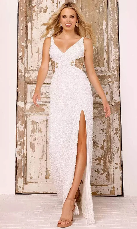 Charming Women's Holiday Apparel Unbeatable Deals Aleta Couture 615 - Sequin Slit Evening Dress