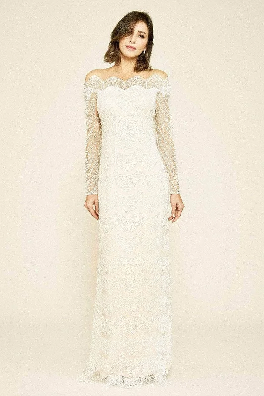 Tailored Clothing For Women Fashion Forward, Function First Tadashi Shoji - Beaded Long-Sleeve Long Gown