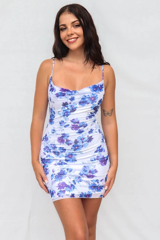 Women's Functional Outdoor Garments Casual Yet Stylish Separates Angelyn Mini Dress - Blue Floral