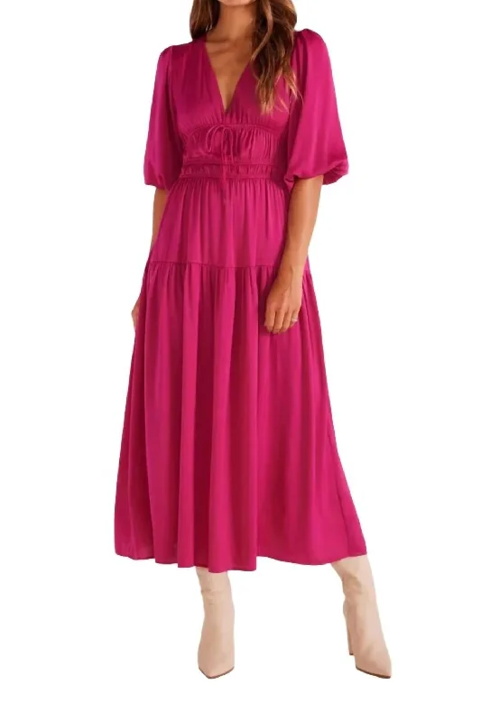 Women's Sporty Clothes Best Sellers Safira Midi Dress In Berry