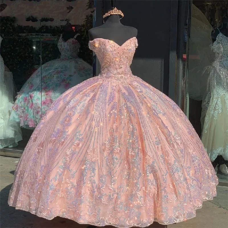 Affordable Fashion Clothing For Women Seasonal Picks Real Picture Glittering Pink Quinceanera Dresses Vestido De 15 Anos Formal Birthday Party Prom Ball Gown Corset