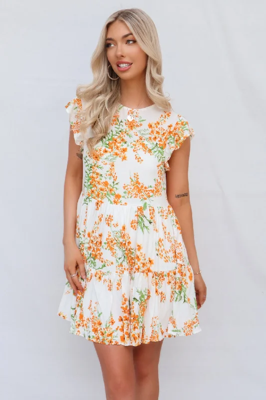 Women's Travel Apparel Fashion Forward, Function First Zola Mini Dress - Orange Floral