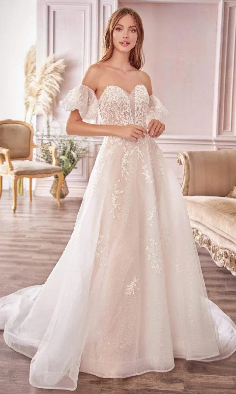 Women's Transitional Outfit Chic Styles Andrea and Leo A1014 - A-Line Puff Sleeve Bridal Gown