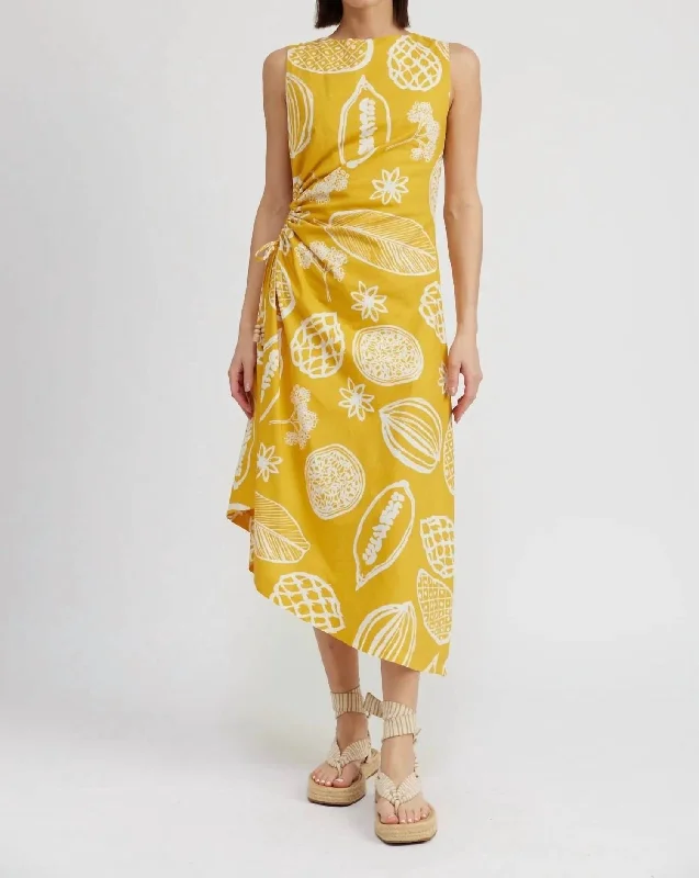 Women's Clothes For Special Occasions Huge Markdowns Paz Midi Dress In Golden Yellow