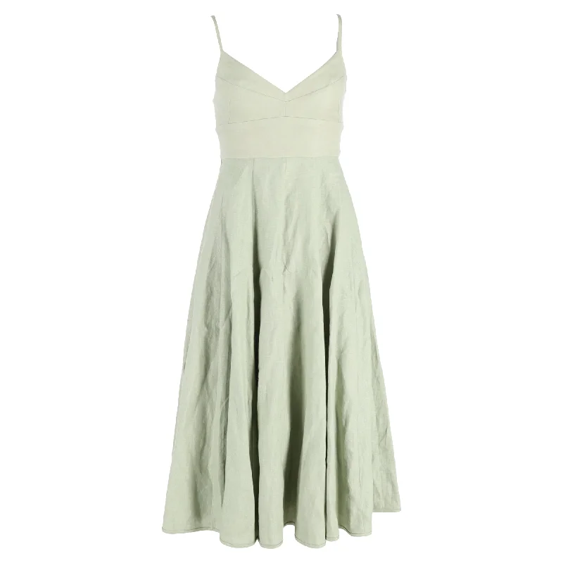 Women's Athletic Garments First Order Discount Zimmermann Dancer Picnic Midi Dress in Green Linen