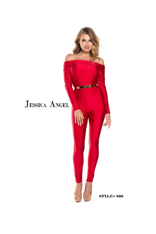 Women's Activewear Garments Trendy Street Style Attire Jessica Angel Formal Off Shoulder Jumpsuit 868