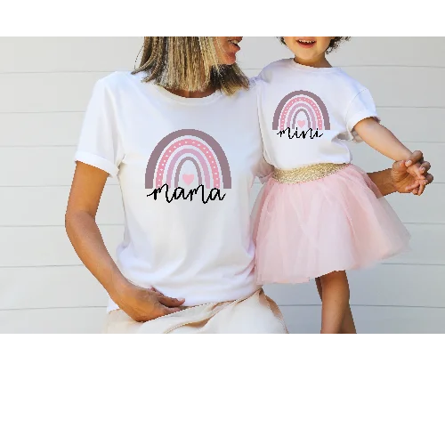 Timeless Women's Apparel Shop Sale Items MAMA & MINI RAINBOW WHITE  T-SHIRT