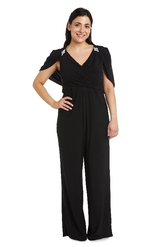 Women's Activewear Outfit Odd Size Clearance Sale R&M Richards 2460P Petite Capelet Jumpsuit Formal