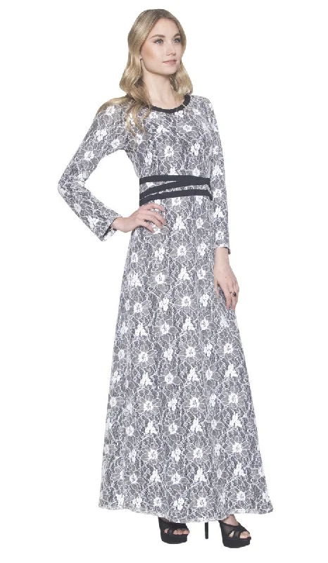 Women's Vintage Attire Fashion Sale Minka Modest Muslim Maxi Dress Abaya - Black and White - FINAL SALE