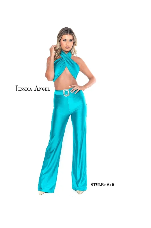 Women's Evening Garments Trendy And Individual Women's Fashion Jessica Angel Two Piece Halter Formal Jumpsuit 849