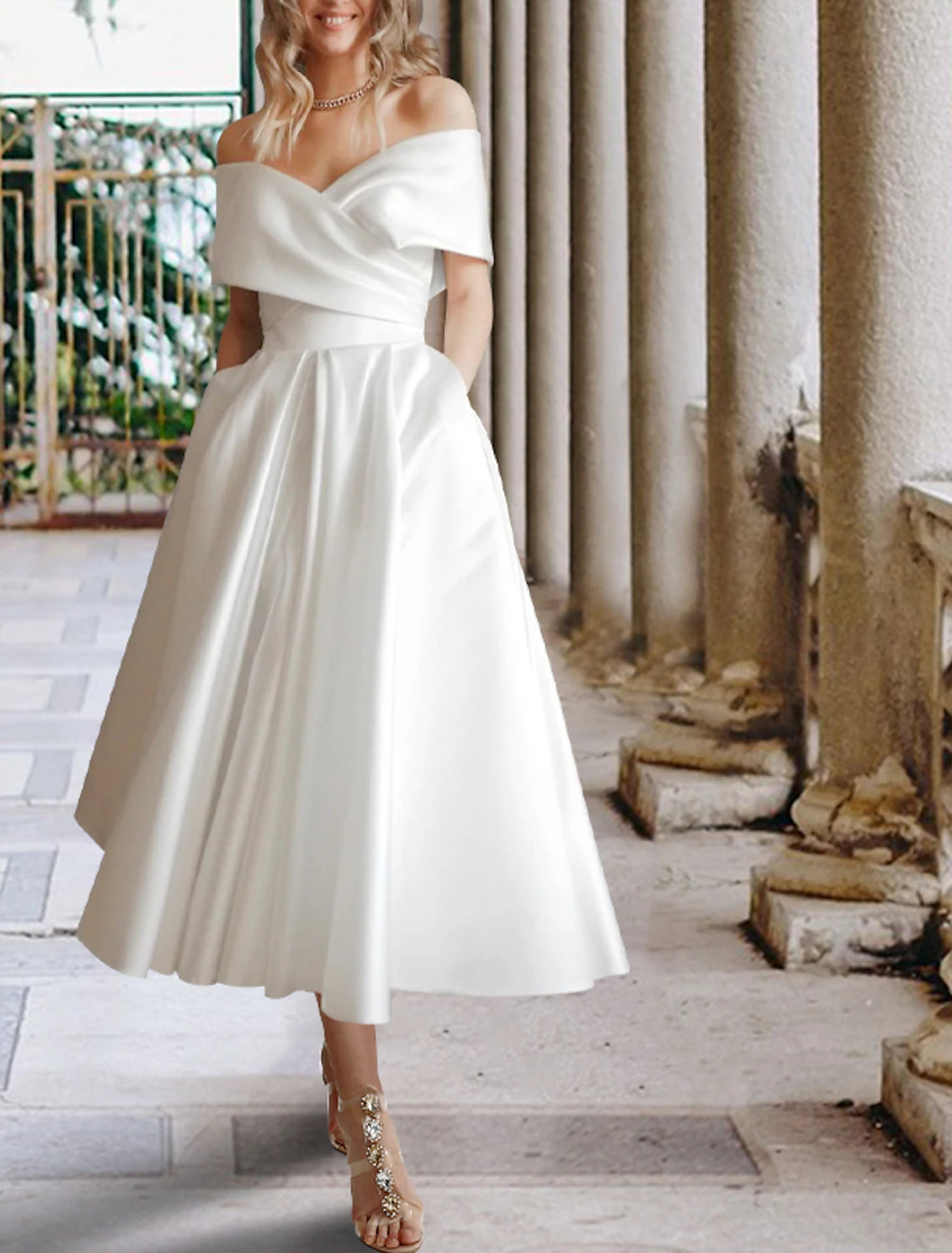 Stylish And Comfortable Clothing For Women Chic Wardrobe Essentials Reception Wedding Dresses Simple Wedding Dresses Ball Gown Off Shoulder Cap Sleeve Tea Length Lace Bridal Gowns With Pleats Appliques Summer Wedding Party