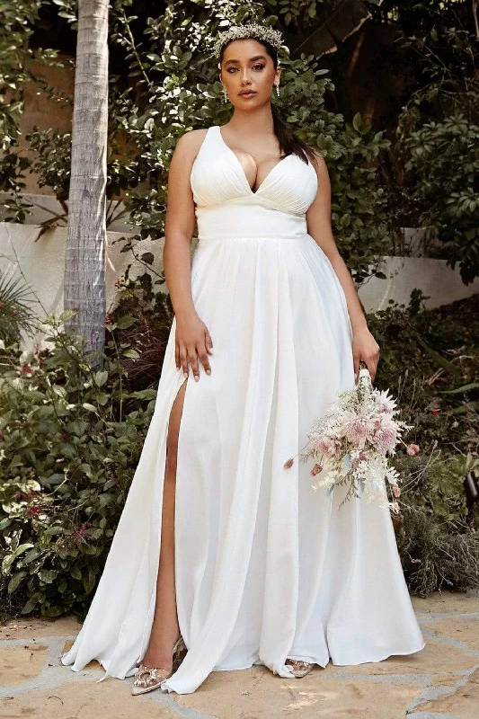 Women's Comfortable Clothes For Weekends Season Appropriate Women's Collection Ladivine 7469WW - A-Line Sleeveless Bridal Gown