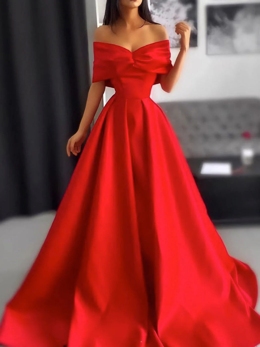 Sustainable Women's Clothes Effortless Comfort Amzcw Simple red satin long prom dress red long evening dress prom dresses shops