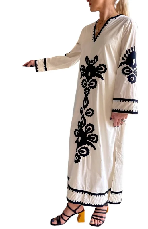 Women's Comfortable Lounge Garments Stylish Spring Fashion The Hanna Midi Dress In White/black